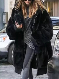 faux fur longline jacket