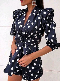 Combinaison (romper) Femme Choies Bleu à Fleurs - Taille M, Manches 3/4, Col V, Neuf Sans étiquettes