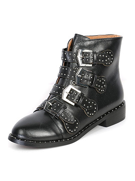 studded buckle ankle boots