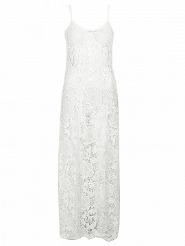 White V-shaped Back Sheer Lace Maxi Dress | Choies