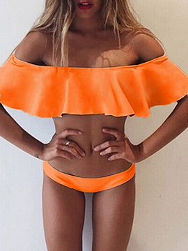 orange ruffle bikini