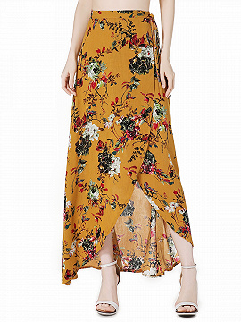 high waisted floral maxi skirt
