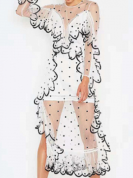 white sheer polka dot dress