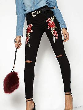 floral ripped jeans