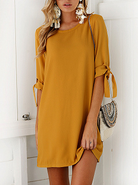 yellow tie shoulder dress