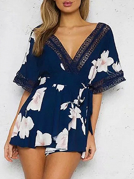 navy floral cut in neck wrap dress