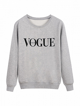 Zantt Women Loose Vogue Print Long Sleeve Pullover Sweatshirts 