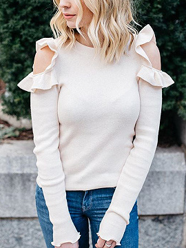 white ruffle cold shoulder top