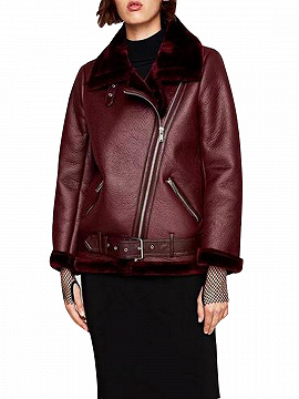 maroon shearling jacket