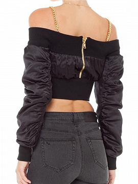 off the shoulder crop jacket