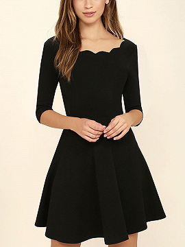 black scallop dress
