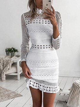 lace mini dress white