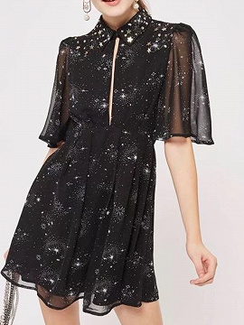 black star print dress