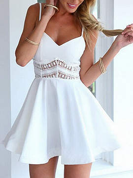 white spaghetti strap mini dress