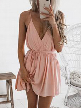 pink plunge dress