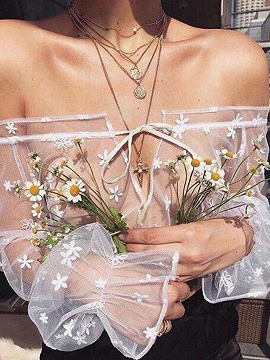 white mesh off the shoulder top