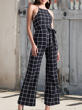 blue plaid jumpsuit