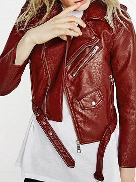 burgundy leather look jacket