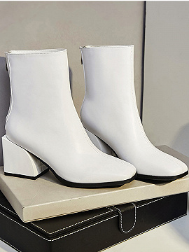 white square toe ankle boots