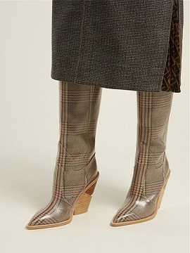 brown plaid boots