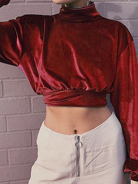Long Sleeve Chic Women Crop Top 