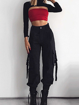 black cargo pants with straps