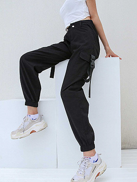 black cargo pants with buckles