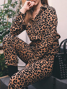 leopard print long sleeve jumpsuit