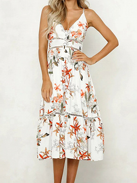 white ruffle detail plunge midi dress