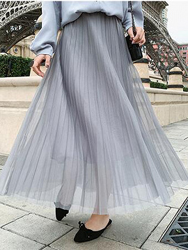 gray chiffon maxi skirt