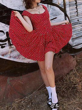 red polka dot playsuit