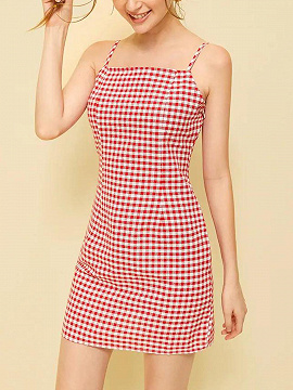 red plaid cami dress