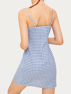 light blue tartan dress