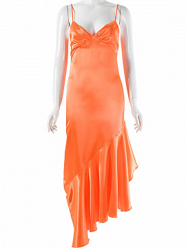 orange fishtail dress