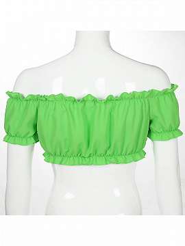 off shoulder frill trim pleated top