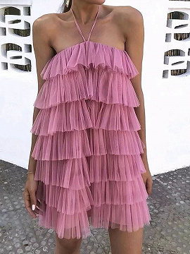 layered ruffle mini dress