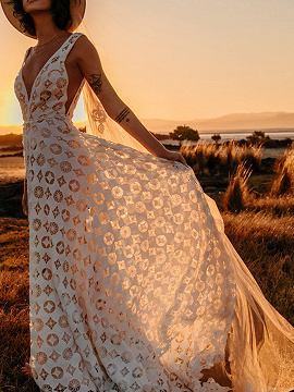 white plunge maxi dress