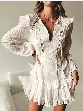 open back ruffle dress