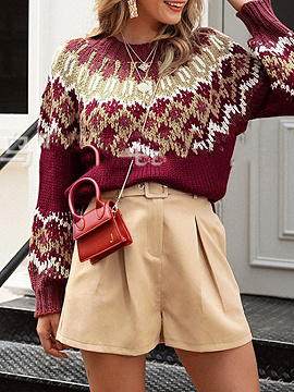 Burgundy Long Sleeve Bohemian Sweater