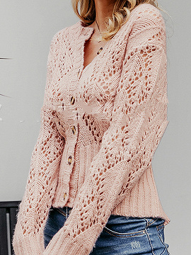Pink Cut Out Detail Long Sleeve Cardigan