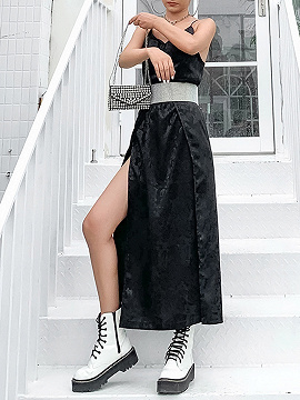 Black V-neck Split Side Cami Maxi Dress