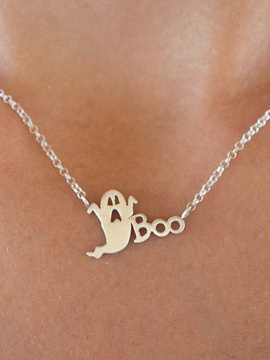 Silver Halloween Ghost Necklace