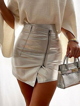 Silver High Waist Mini Skirt