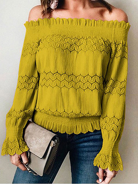 Yellow Off Shoulder Long Sleeve Blouse