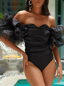 black off the shoulder ruffle bodysuit