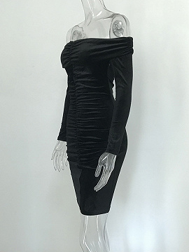 knee length dresses for ladies Zone Planet | Glitter Off-Shoulder Ruched Bodycon Mini Dress main image 1