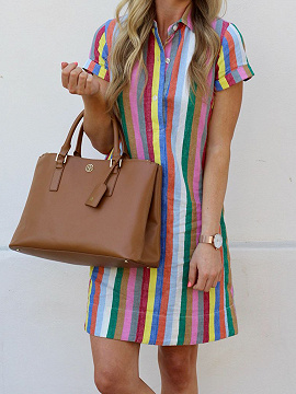 Polychrome Stripe Mini Dress 