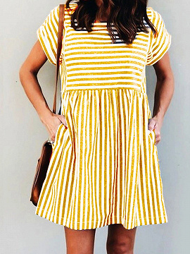 Yellow Stripe Mini Dress