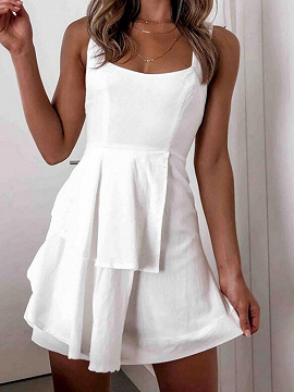 White Lace Up Back Cami Mini Dress