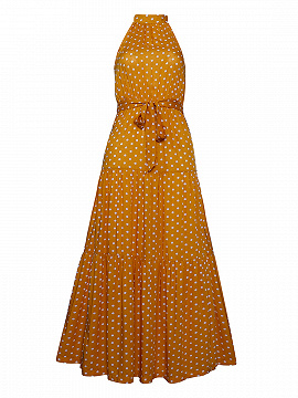 Yellow Polka Dot Print Sleeveless Maxi Dress | Choies
